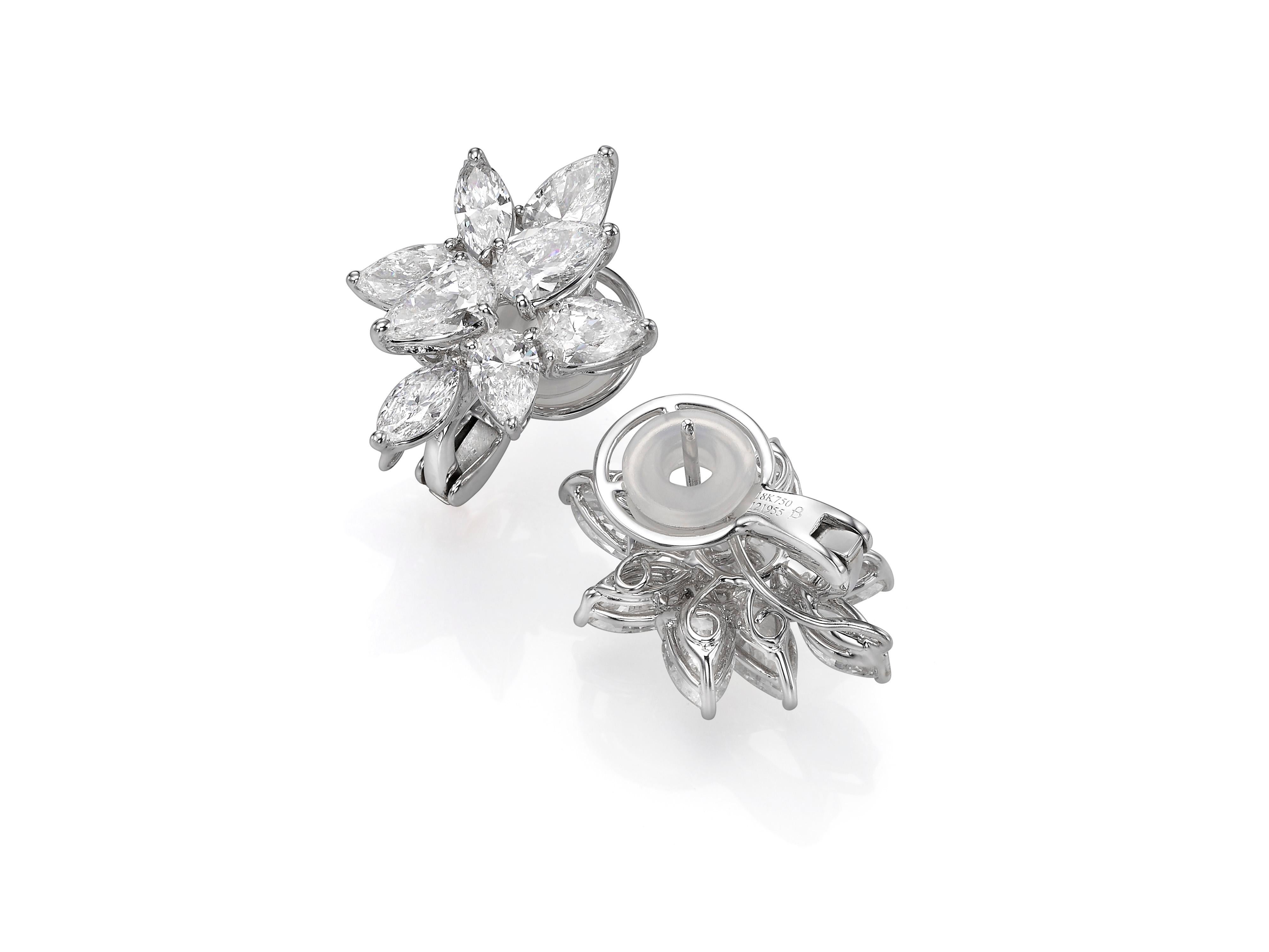 marquise diamond cluster earrings