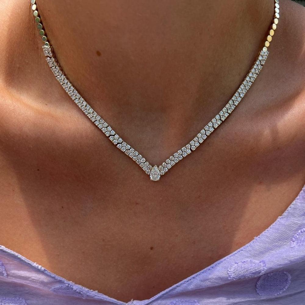 8,05 Karat Diamant Lor Collier Halskette in 14 Karat Gelbgold, Shlomit Rogel im Zustand „Neu“ im Angebot in Ramatgan, IL