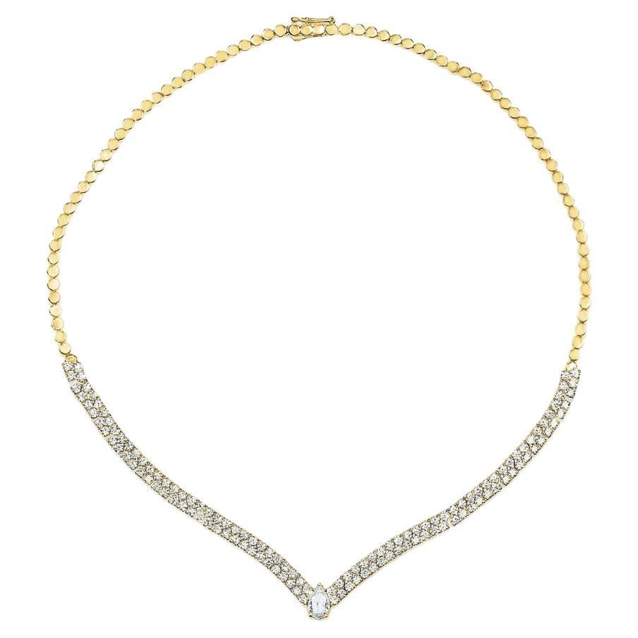 8.05 Carat Diamond Lor Collier Necklace in 14 Karat Yellow Gold, Shlomit Rogel