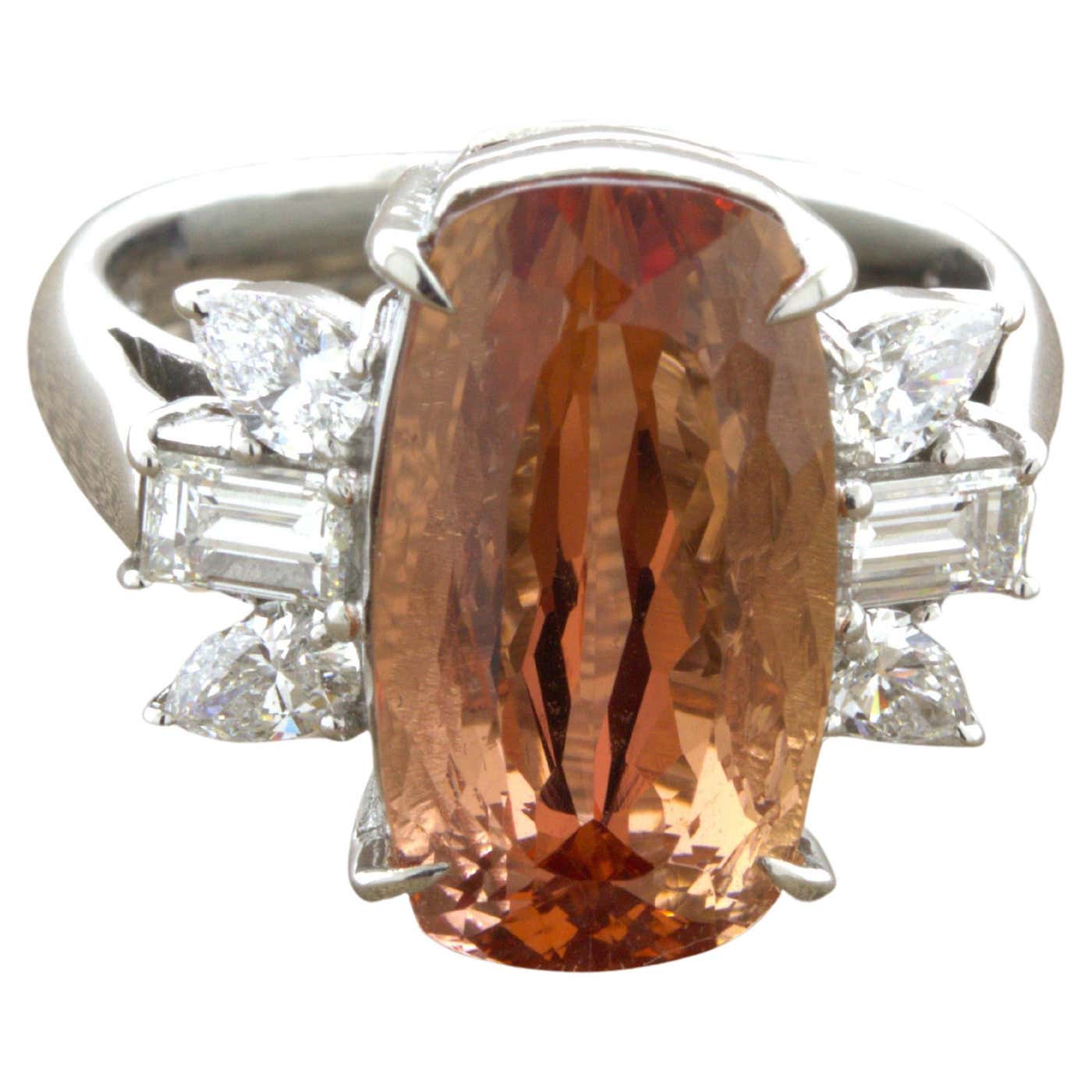 Topaz Color Ring 8.05 Carat Imperial Topaz Diamond Platinum Ring For Sale at 1stDibs ...