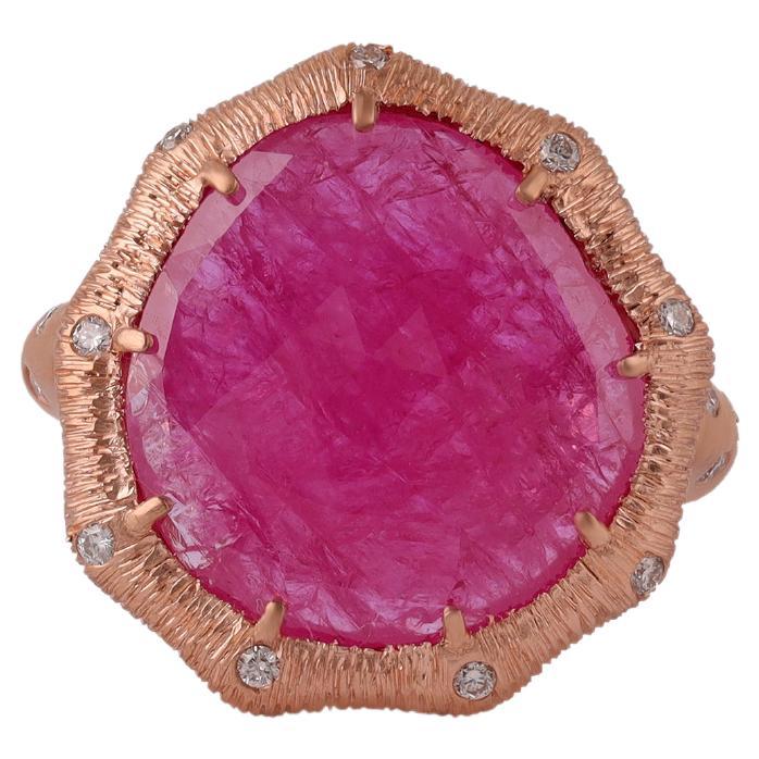 8.05 Carat Mozambique Ruby &  Diamond Ring in 18k Solid Rose Gold For Sale