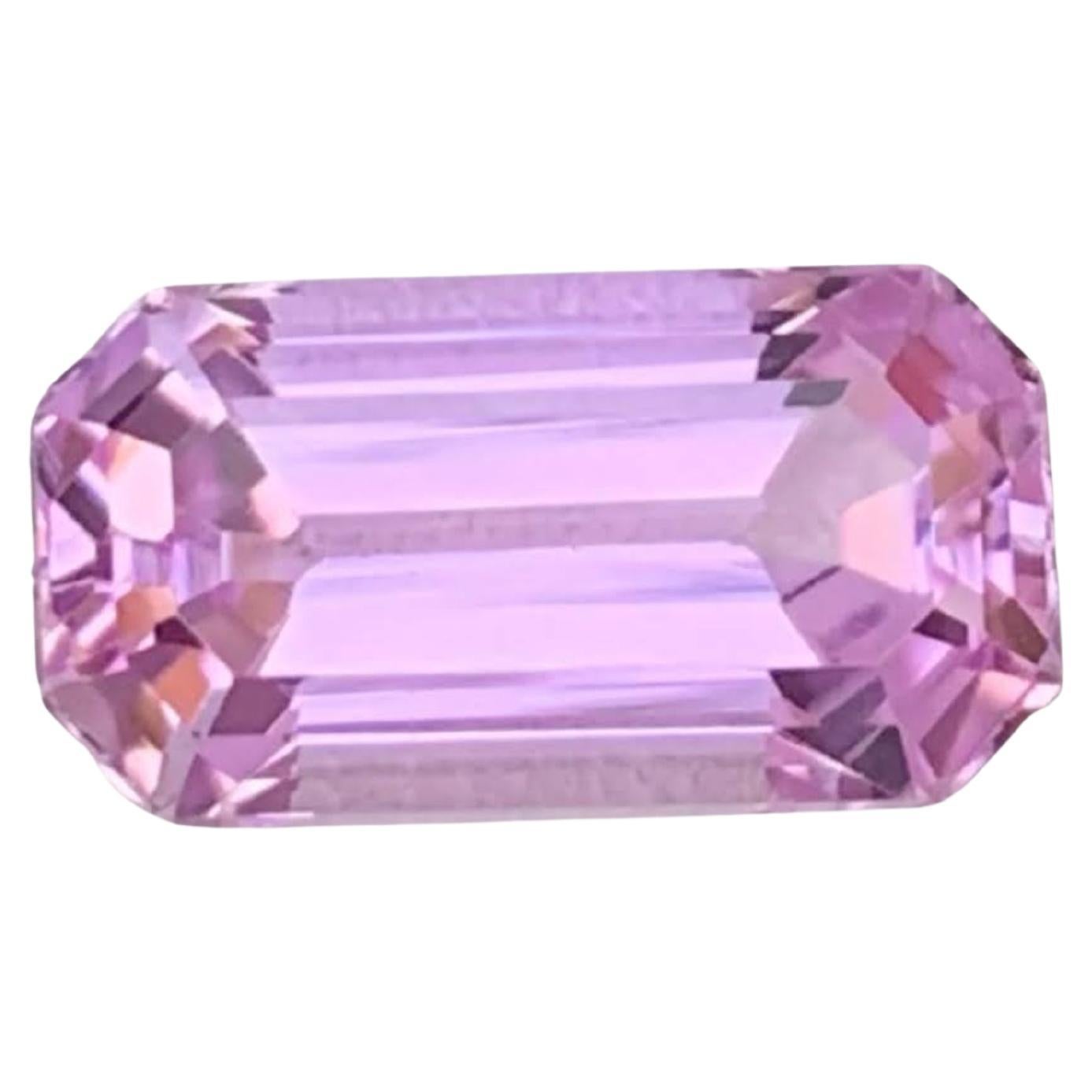 8.05 Carat Natural Loose Pink Kunzite Stone Emerald Cut Afghan Gemstone
