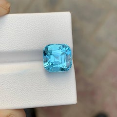 8.05 Carat Natural Loose Sky Blue Topaz Stone Cushion Cut African Gemstone