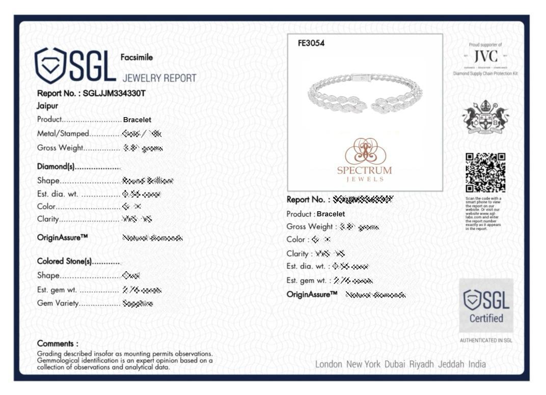 Donna 8,05 Carati SI Chiarezza HI Colore Diamante Bracciale Bangle Oro Bianco 14 Karati in vendita