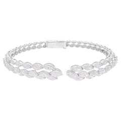 8,05 Carati SI Chiarezza HI Colore Diamante Bracciale Bangle Oro Bianco 14 Karati