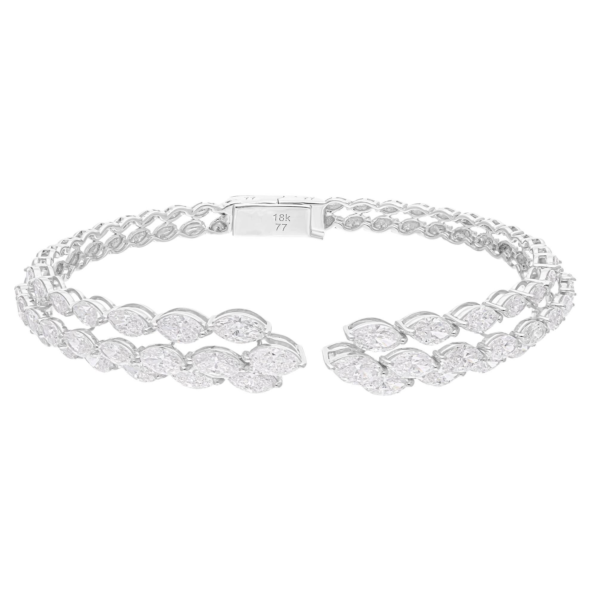 8,05 Carati SI Chiarezza HI Colore Diamante Bracciale Bangle Oro Bianco 18 Carati