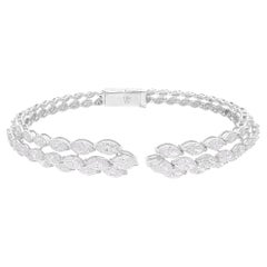 8,05 Carati SI Chiarezza HI Colore Diamante Bracciale Bangle Oro Bianco 18 Carati
