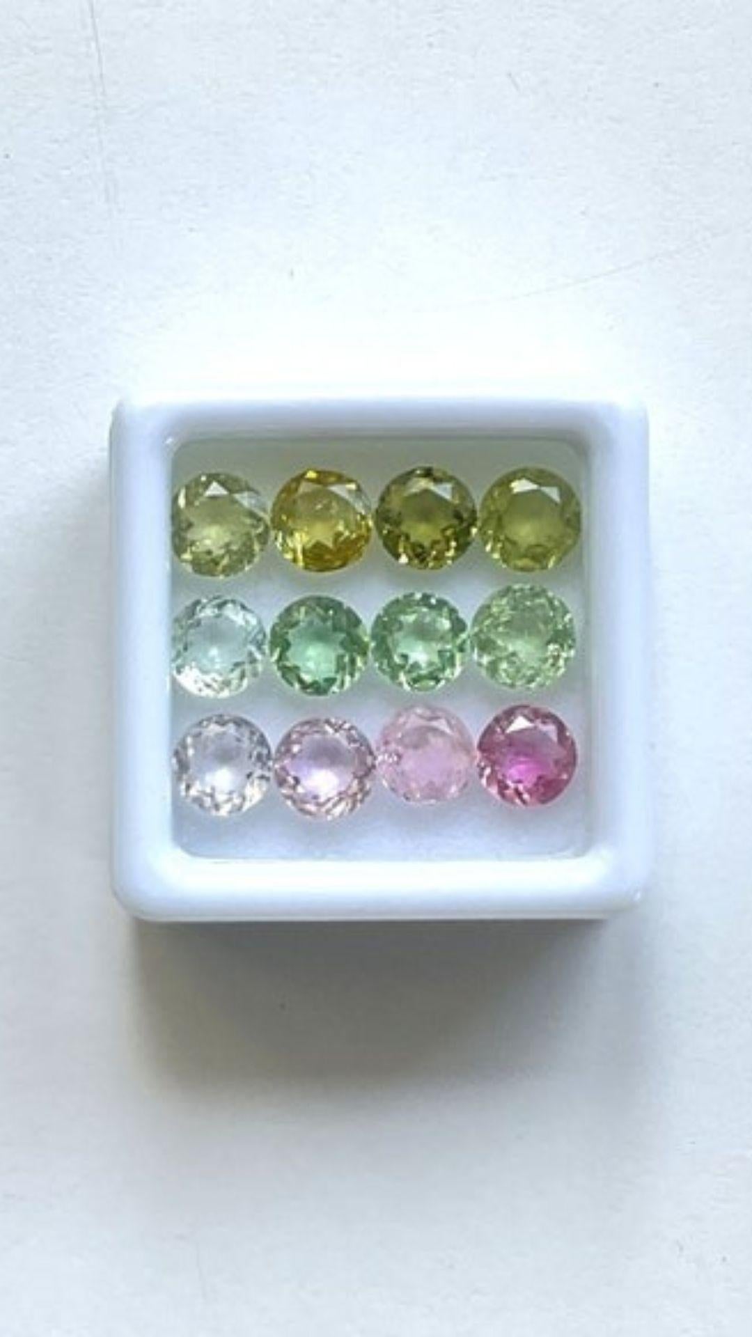 Gemstone - Tourmaline
Weight- 8.05 Carats
Shape - Round
Size - 5 to 6 MM
Pieces - 12