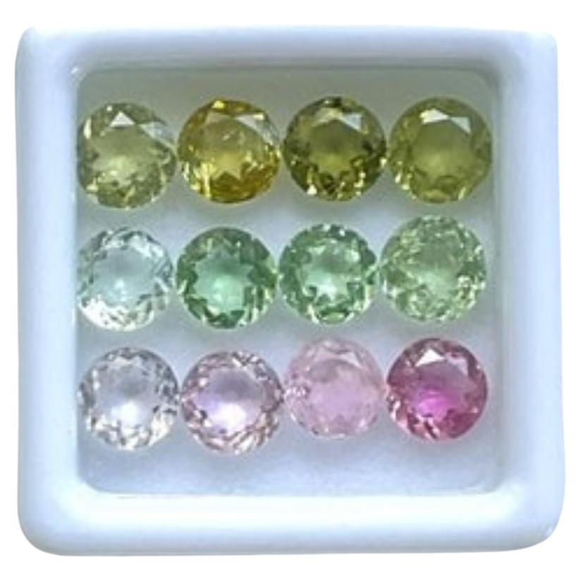 8.05 Carats Tourmaline Match Pair, Mix Color Tourmaline Round Gems For Sale