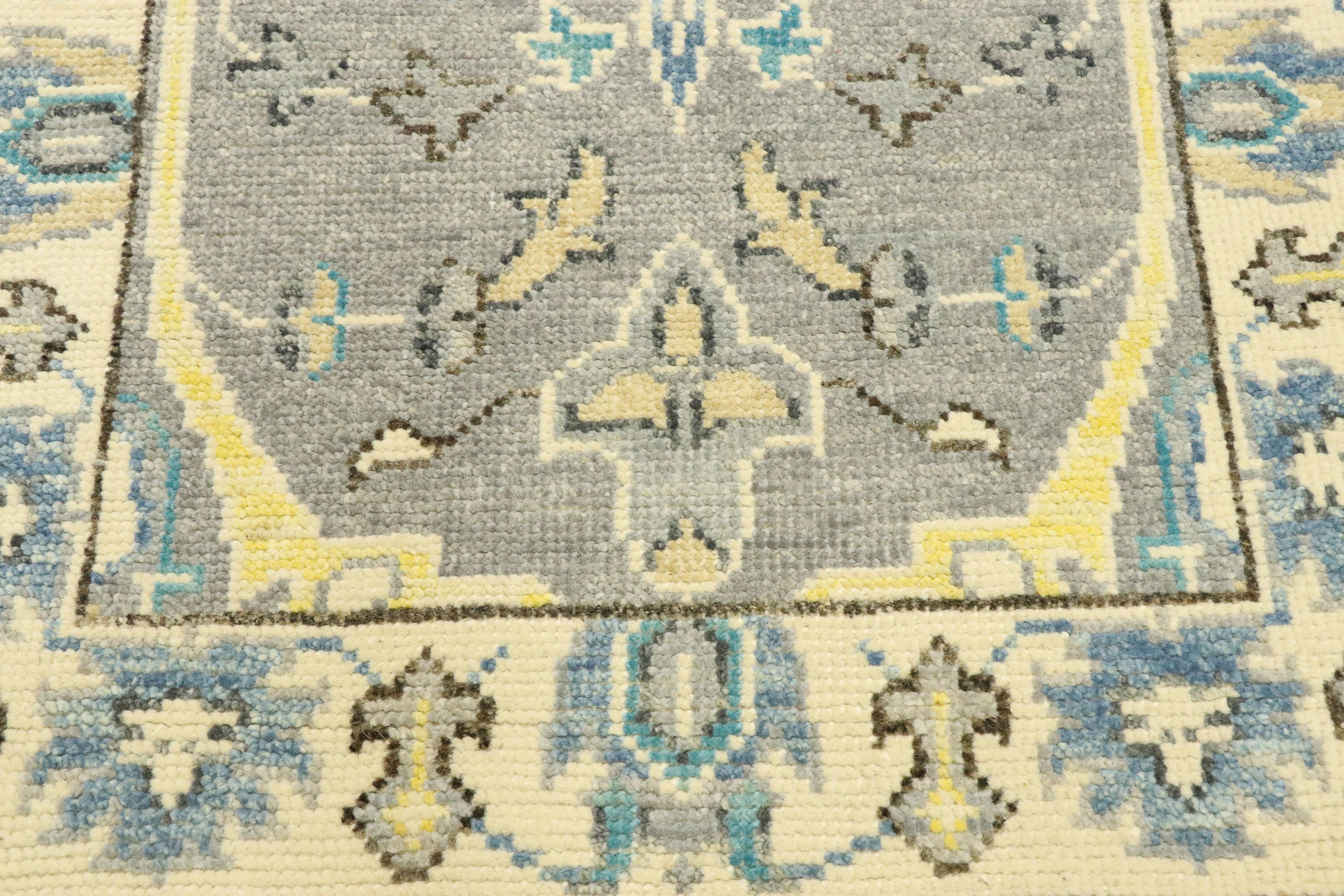 Pakistani New Contemporary Oushak Runner with Modern Transitional Style For Sale
