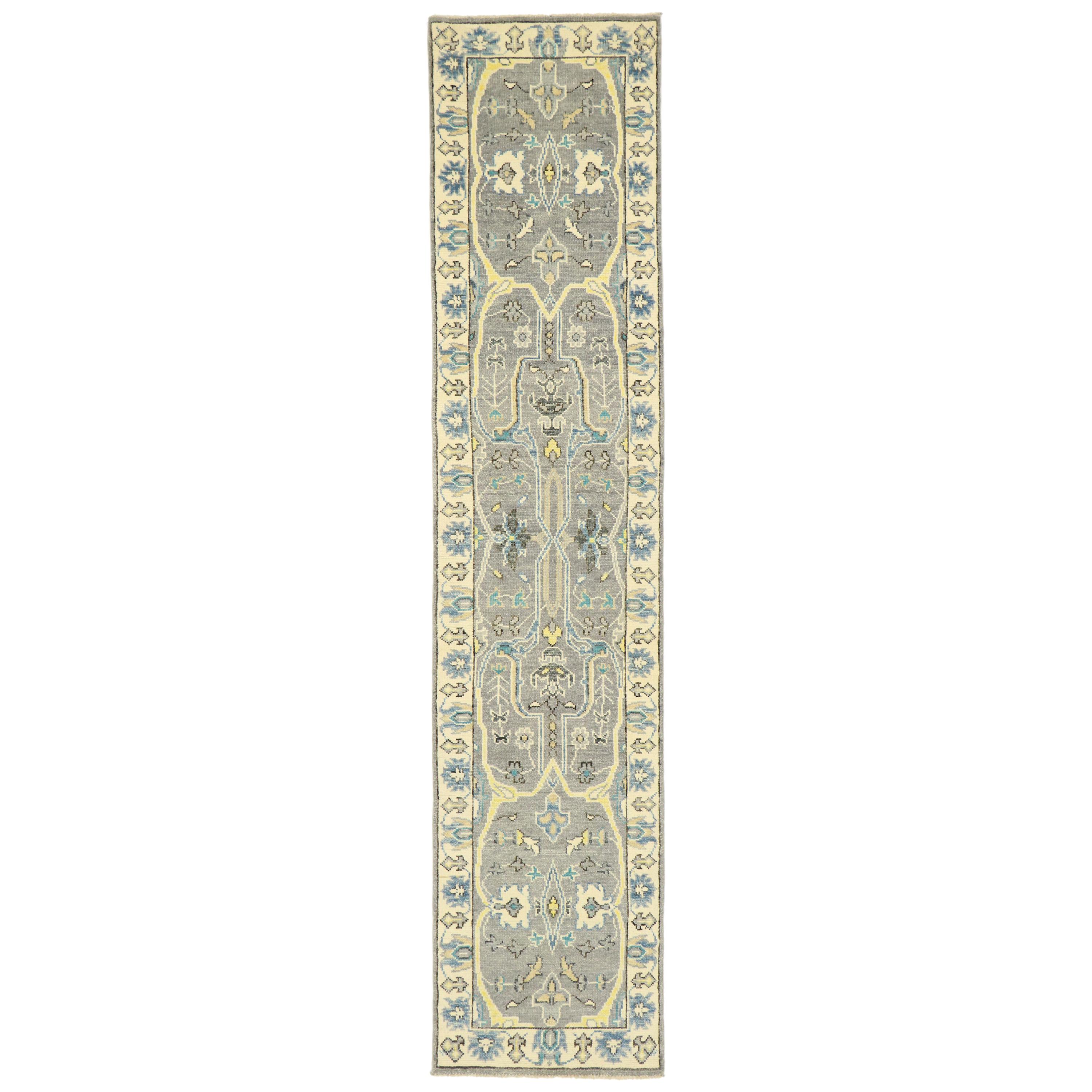 New Contemporary Oushak Runner with Modern Transitional Style For Sale