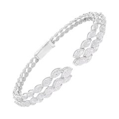 8.05Ct SI Clarity HI Color Diamond Engagement Cuff Bracelet 14 Karat White Gold