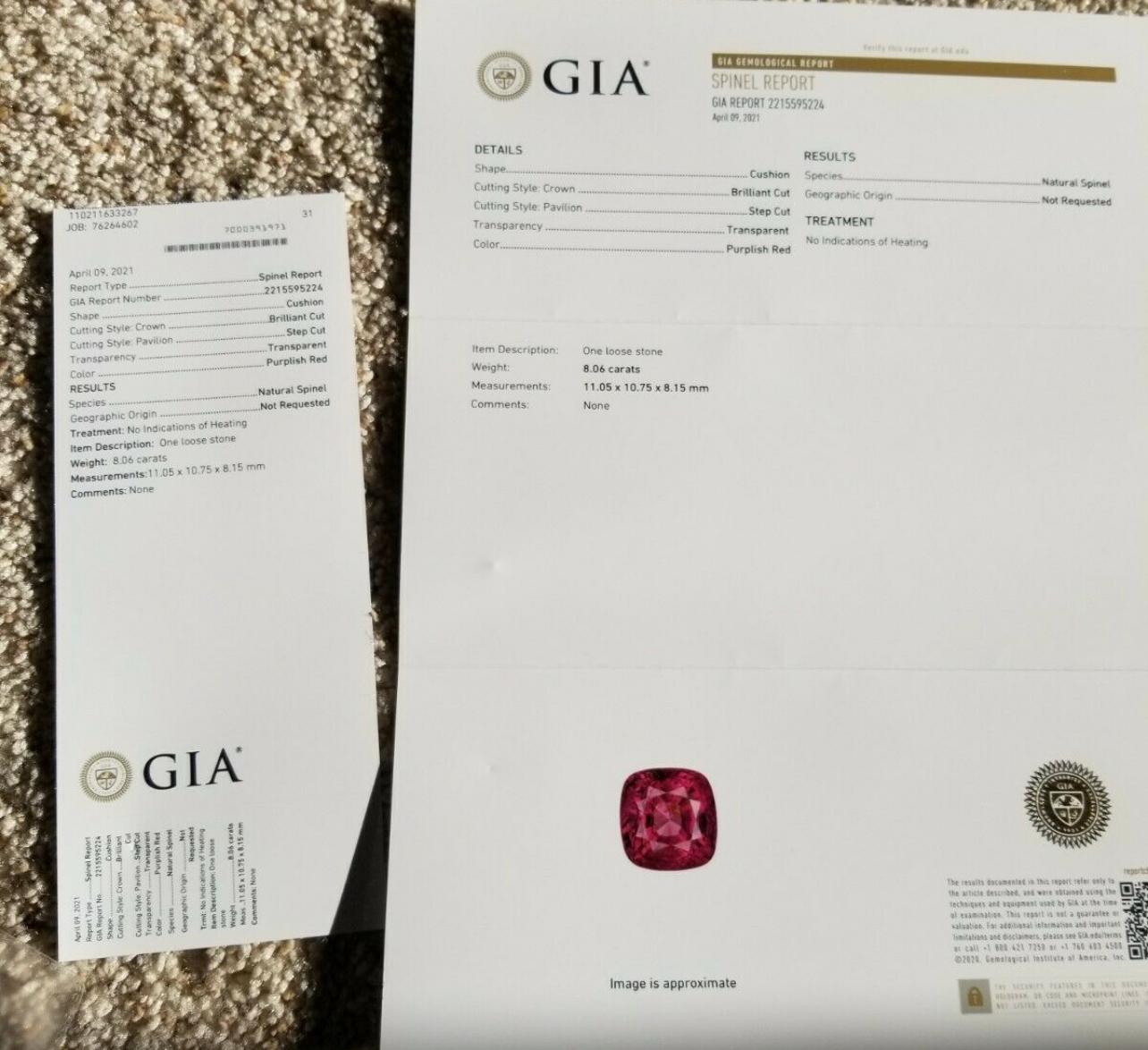 8,06 Karat lila roter Spinell 925 Silber Ring GIA zertifiziert im Angebot 8