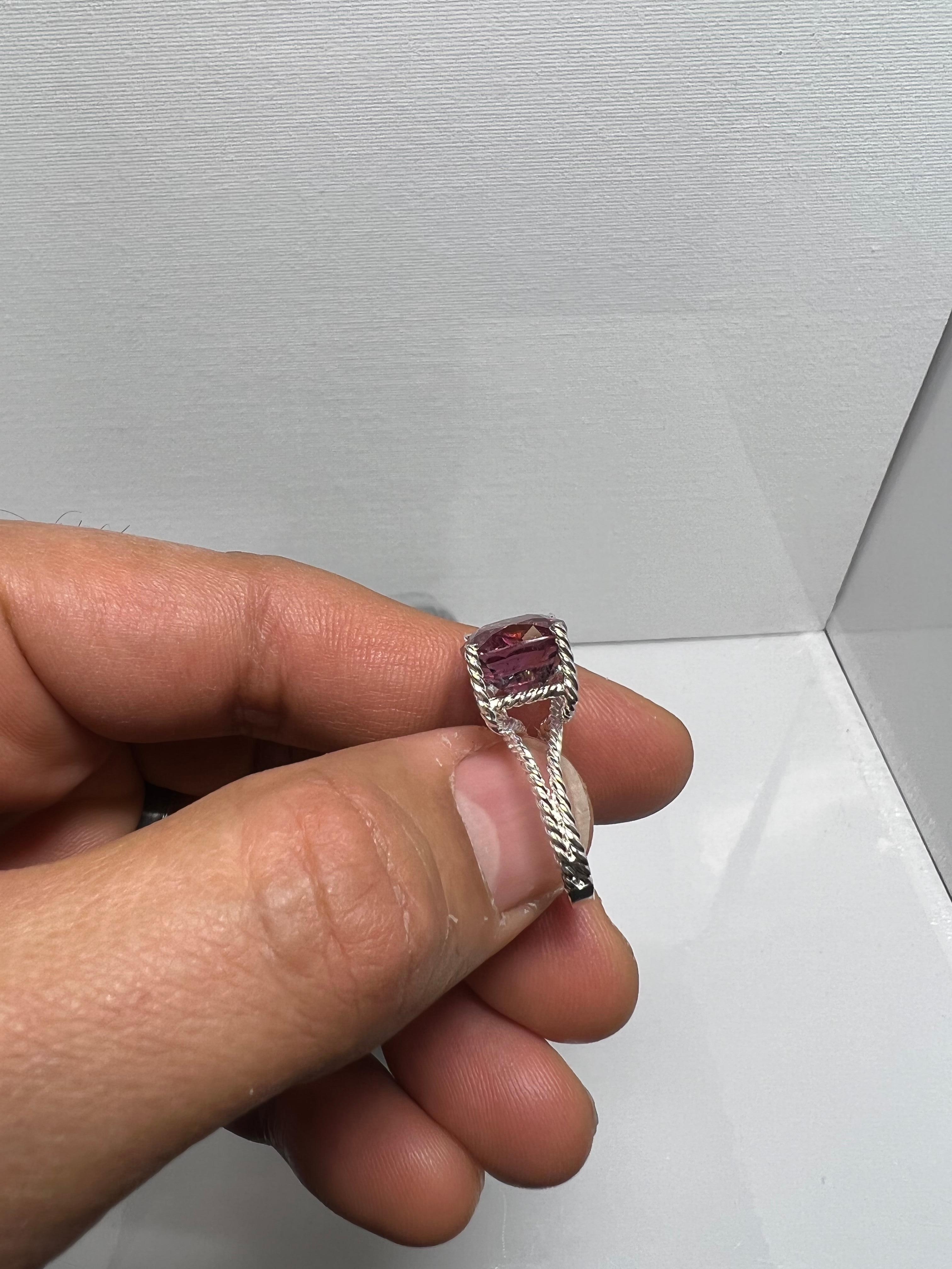8,06 Karat lila roter Spinell 925 Silber Ring GIA zertifiziert im Angebot 1
