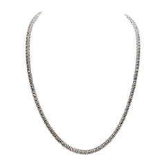 8.06 Carat Round Brilliant Cut Diamond Tennis Necklace 14 Karat White Gold