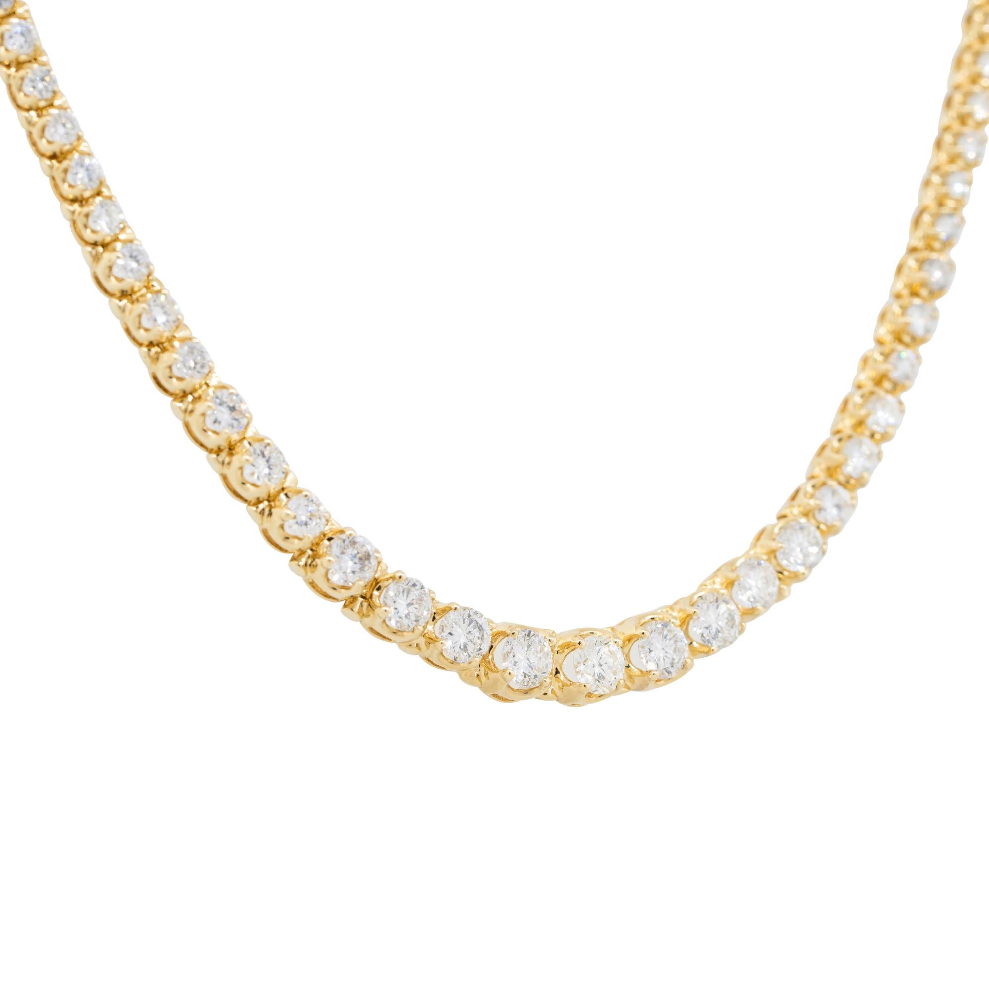 8,06 Karat abgestufte Tennis-Halskette mit runden Diamanten 14 Karat auf Lager im Zustand „Hervorragend“ im Angebot in Boca Raton, FL