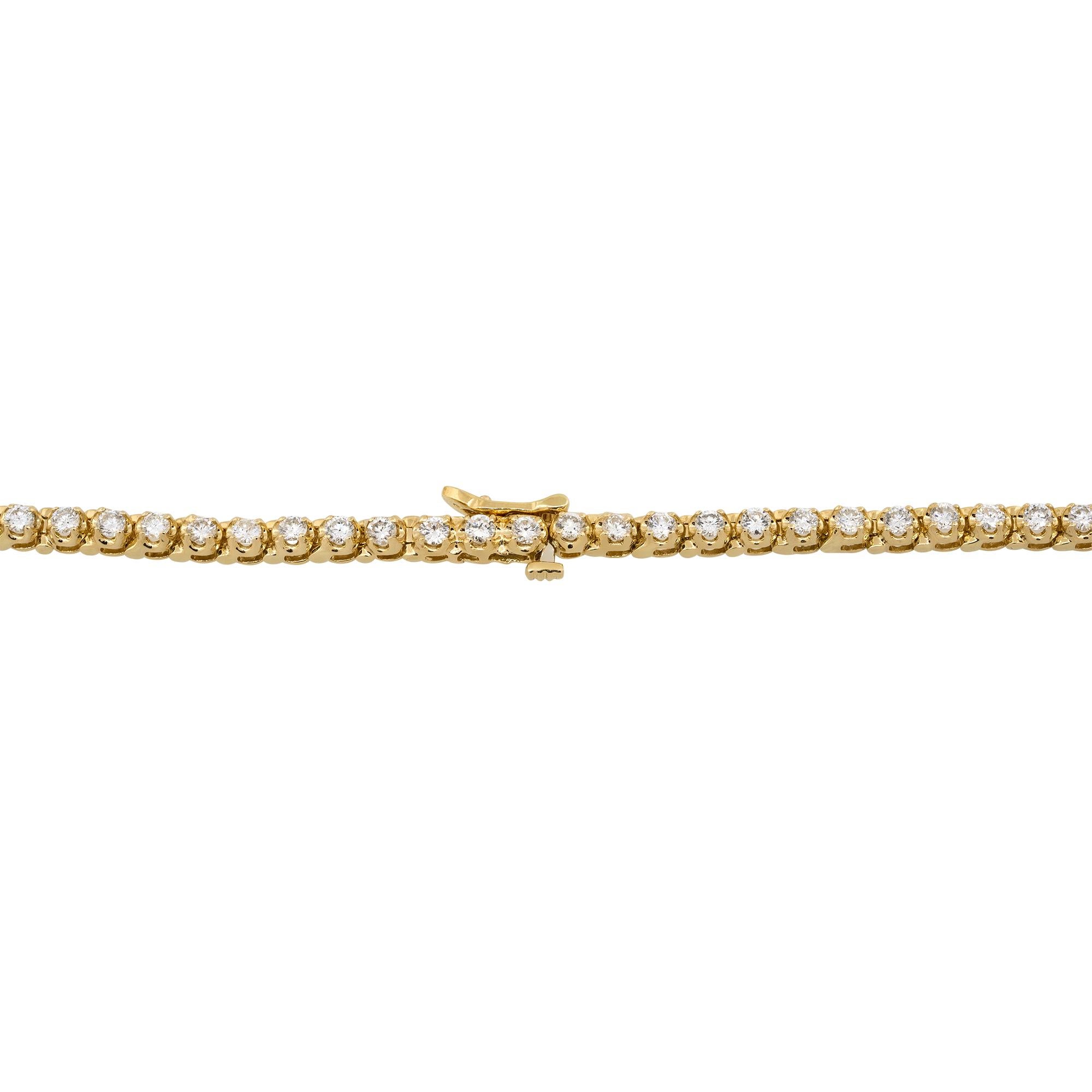 8,06 Karat abgestufte Tennis-Halskette mit runden Diamanten 14 Karat auf Lager Damen im Angebot