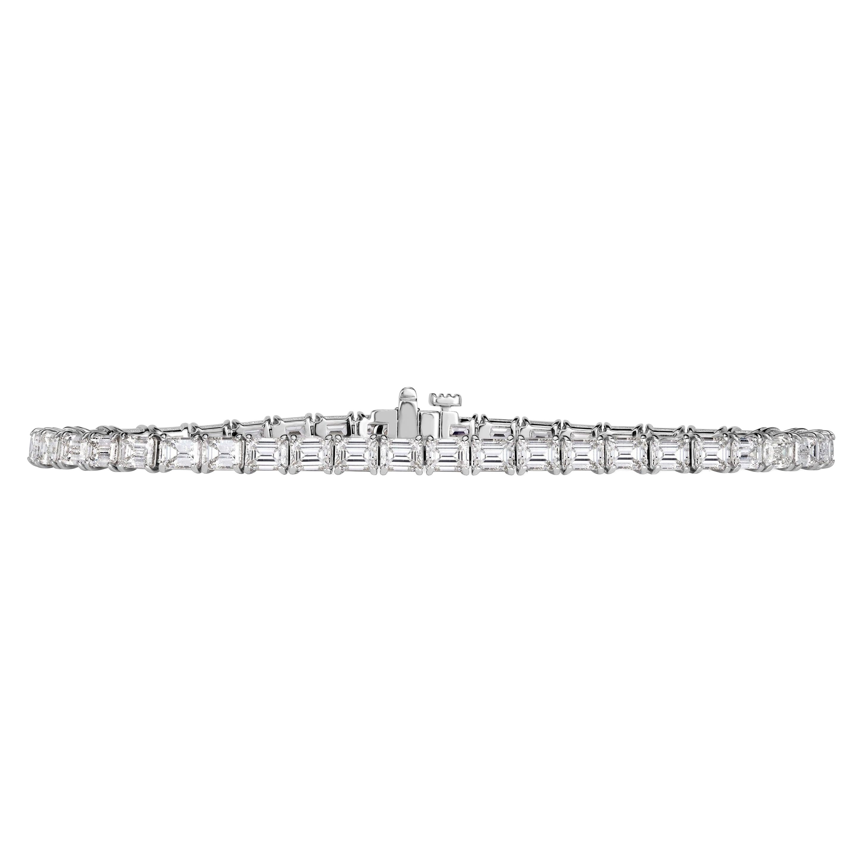 8.06ct Emerald Cut Diamond Tennis Bracelet in 18K White Gold