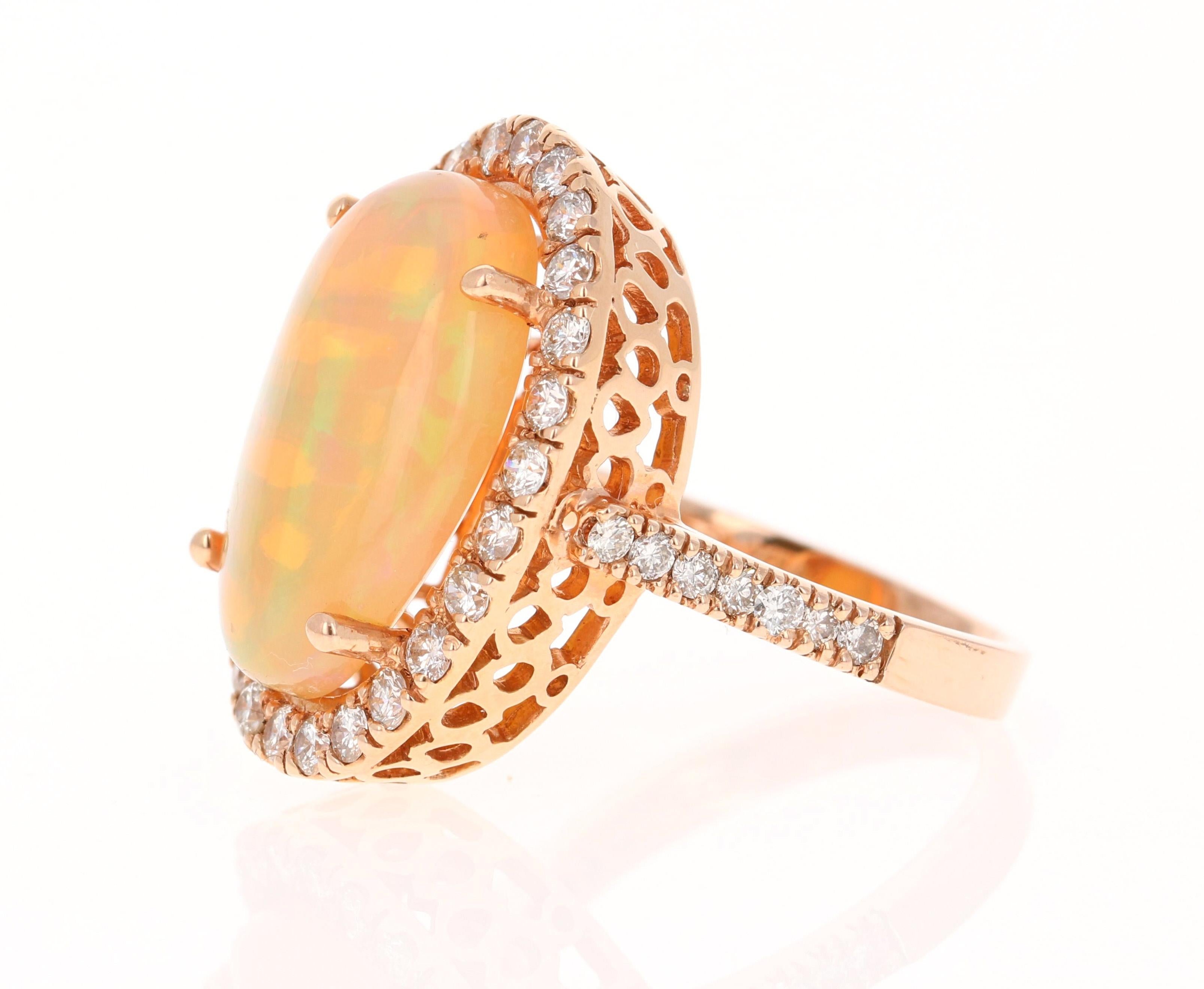 Contemporary 8.07 Carat Opal Diamond 14 Karat Rose Gold Ring