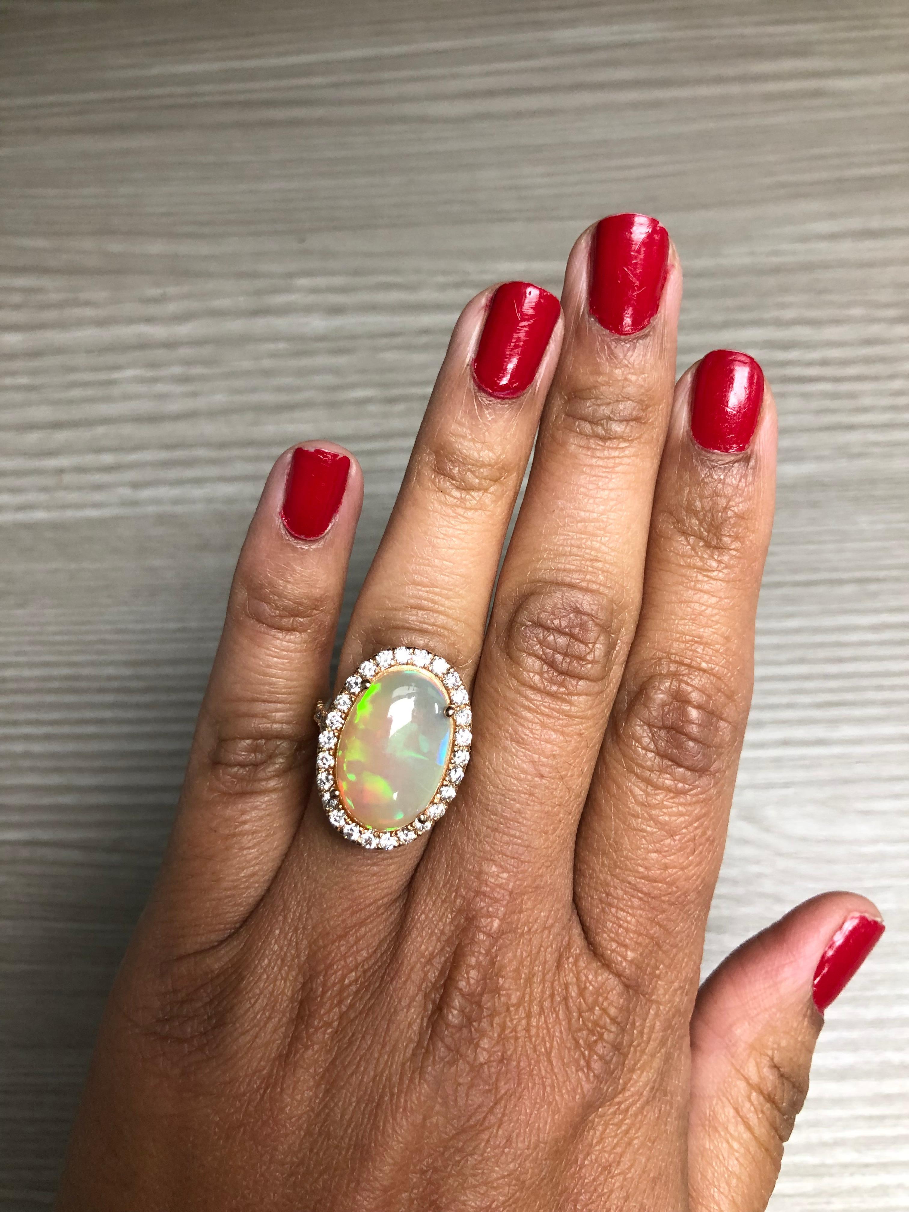 8.07 Carat Opal Diamond 14 Karat Rose Gold Ring In New Condition In Los Angeles, CA