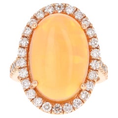 8.07 Carat Opal Diamond 14 Karat Rose Gold Ring