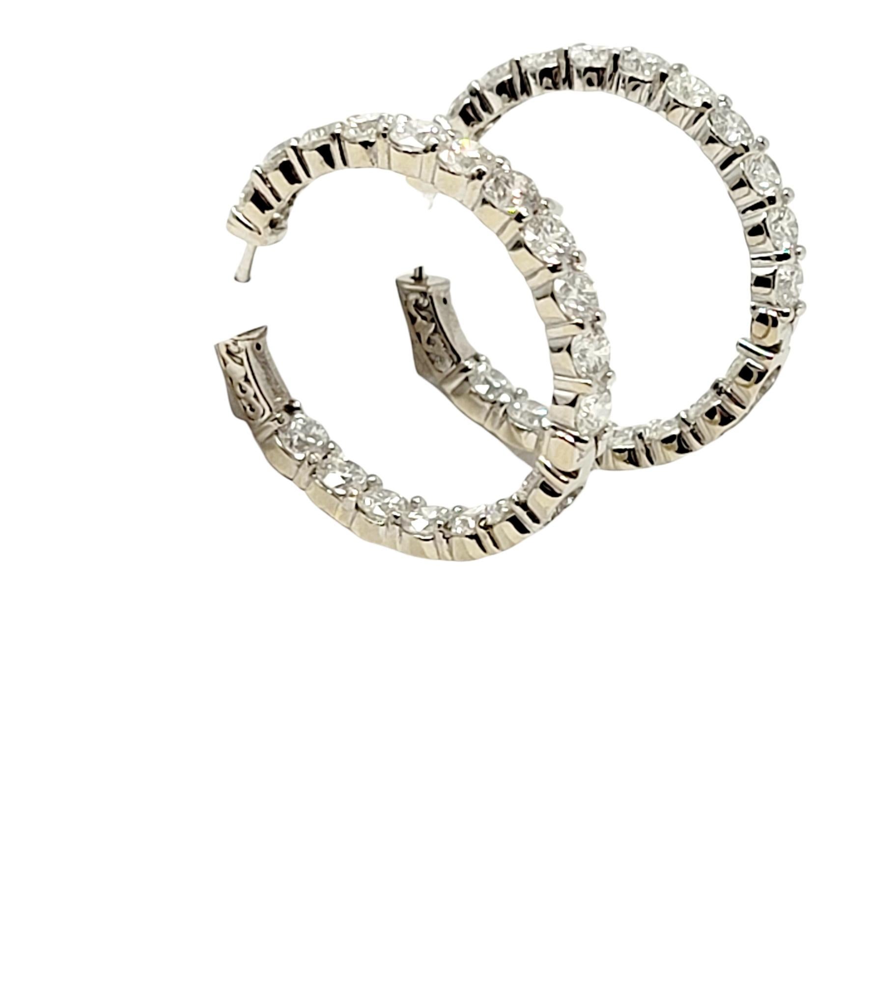 8,07 Karat runder Brillant-Diamant-Ohrringe mit Scharnier 14 Karat Gold im Zustand „Hervorragend“ im Angebot in Scottsdale, AZ