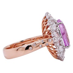 Bague solitaire avec saphir padparadscha certifié de 8,07 carats, non traité thermiquement, provenant du Sri Lanka