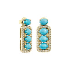Sunita Nahata turquoise 8.07 carats Boucles d'oreilles en or 18 carats avec opale et  Diamant.