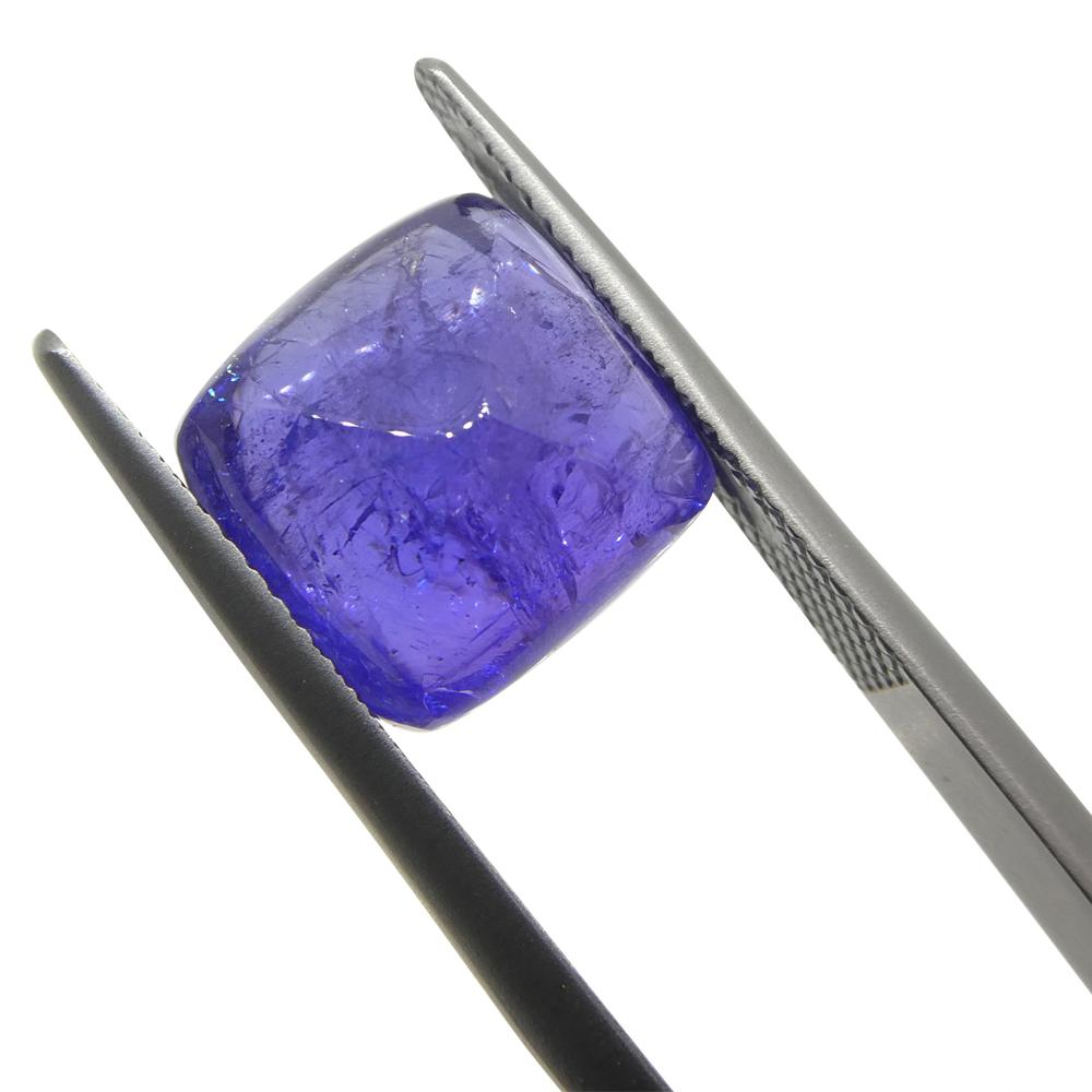Cushion Cut 8.07ct Cushion Sugarloaf Double Cabochon Violet Blue Tanzanite from Tanzania For Sale