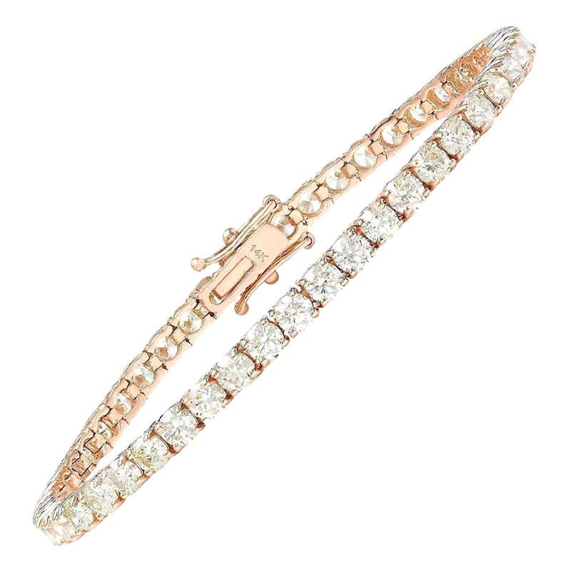 8.08 Carat Diamond 18 Karat Solid Rose Gold Bracelet For Sale at ...