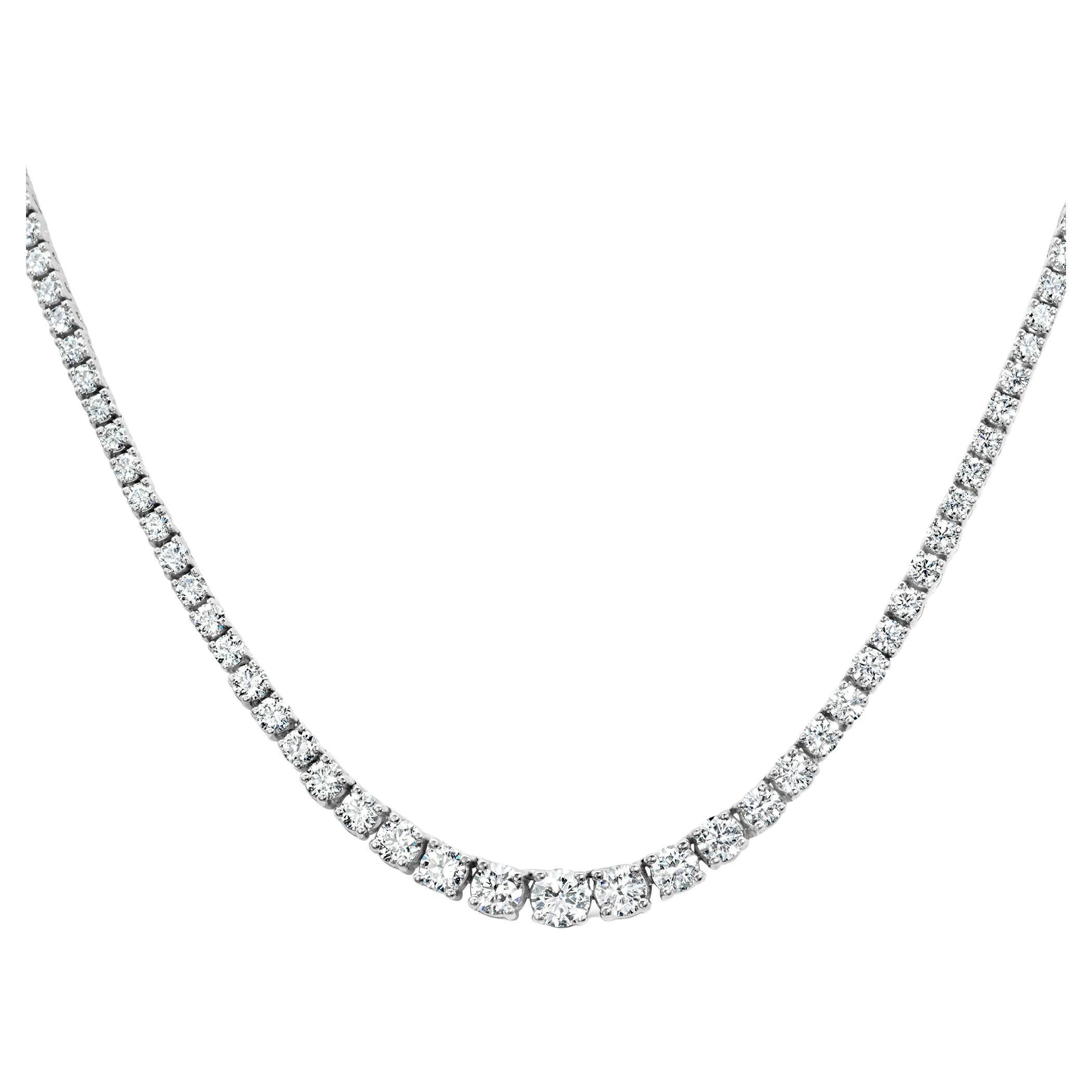Roman Malakov 8.08 Carats Total Round Brilliant Cut Diamond Riviera Necklace