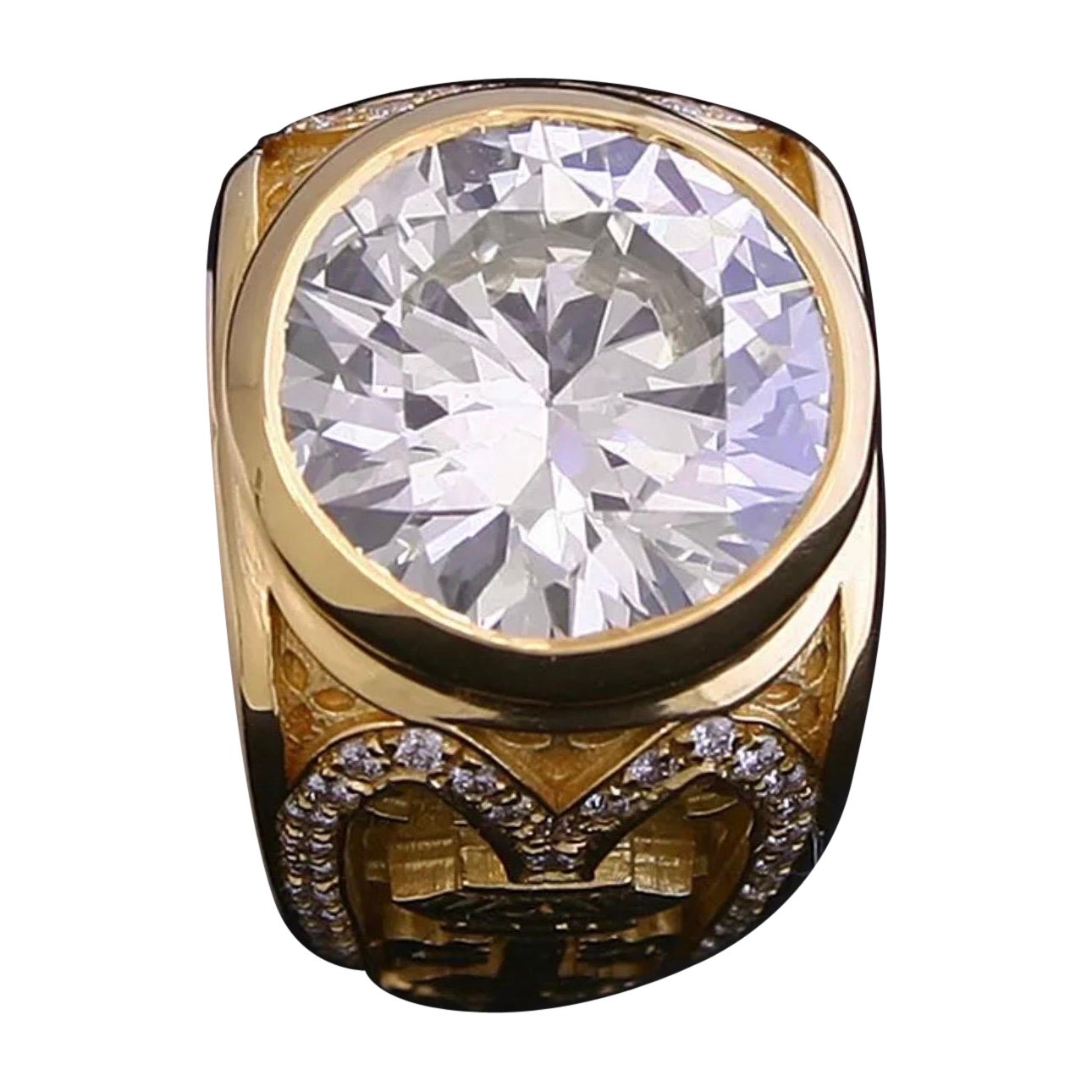 8,08 ct Diamante rotondo GIA N VS2 Anello da uomo Anello da uomo unico e personalizzato!  Grande, Grande. in vendita
