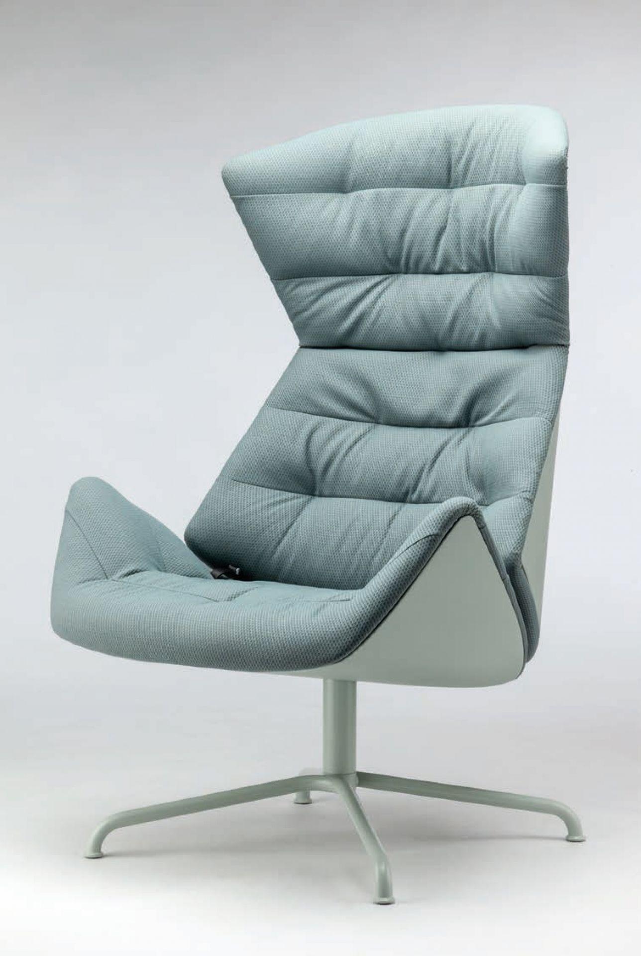 Fauteuil de salon pivotant en cuir 808 avec pouf conçu par Formstelle en vente 11