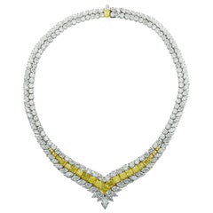 80.81 Carat GIA Certified Fancy Intense Yellow and White Diamond Necklace