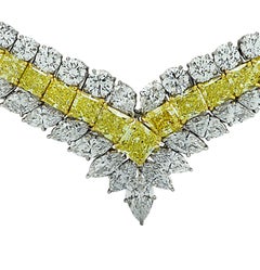 80.81 Carat GIA Certified Fancy Intense Yellow and White Diamond Necklace