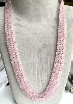 808.30 Carats Morganite fluted melon Beads Necklace Top Quality Natural Gemstone