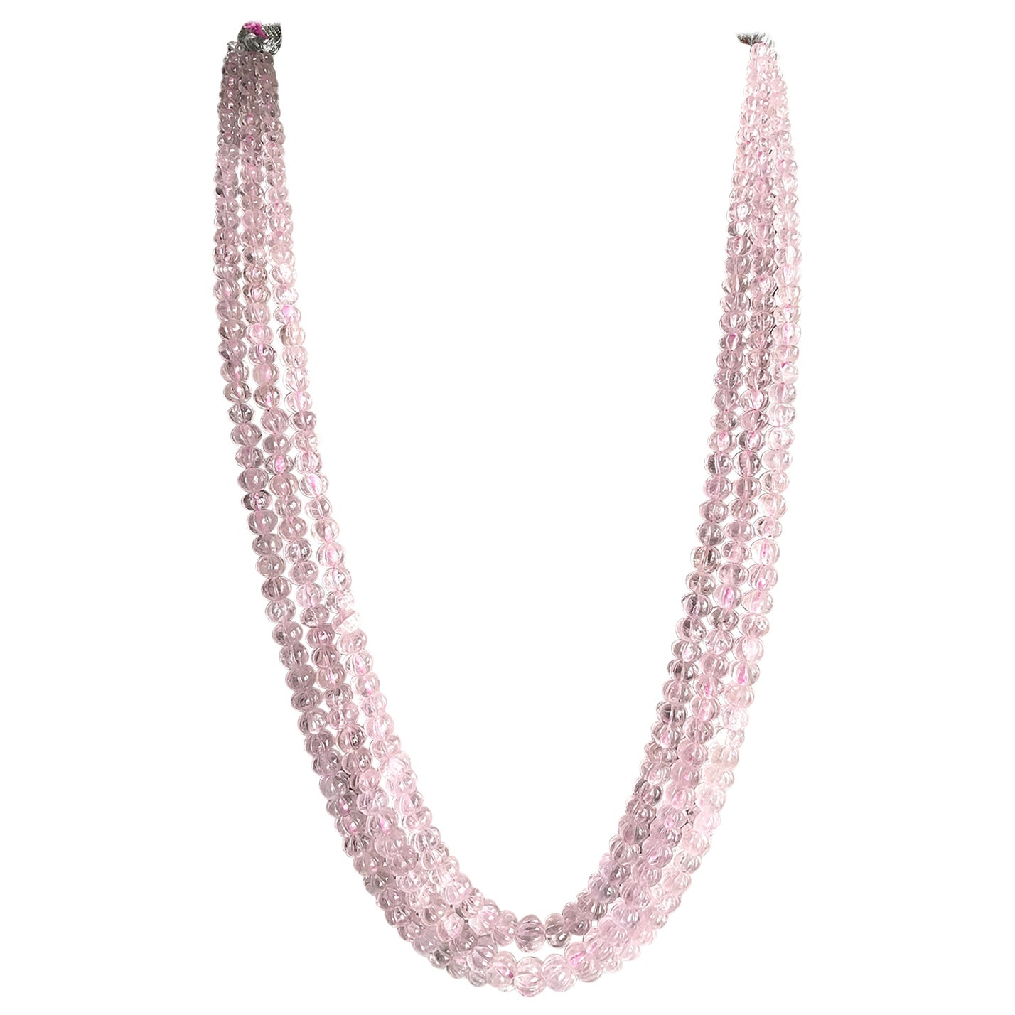 808,30 Carati di Morganite Collana di perline di melone scanalate Gemma naturale di alta qualità