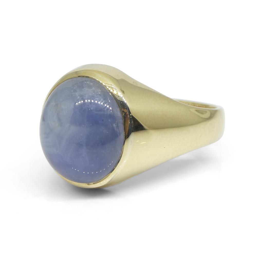 Anello da uomo con firma in oro giallo 14k con zaffiro blu da 8,08 ct. in vendita 2