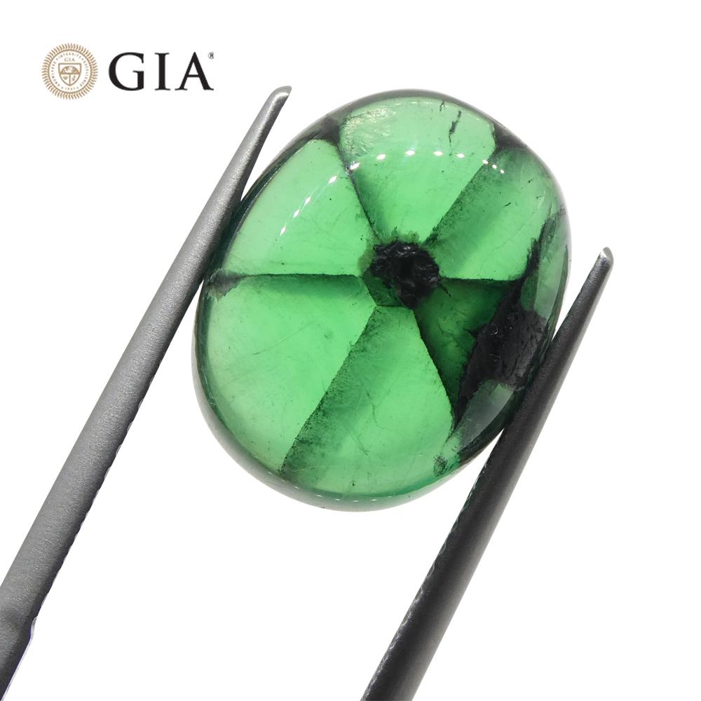 8.08ct Oval Green And Black Trapiche Emerald GIA Certified Colombia For Sale 7