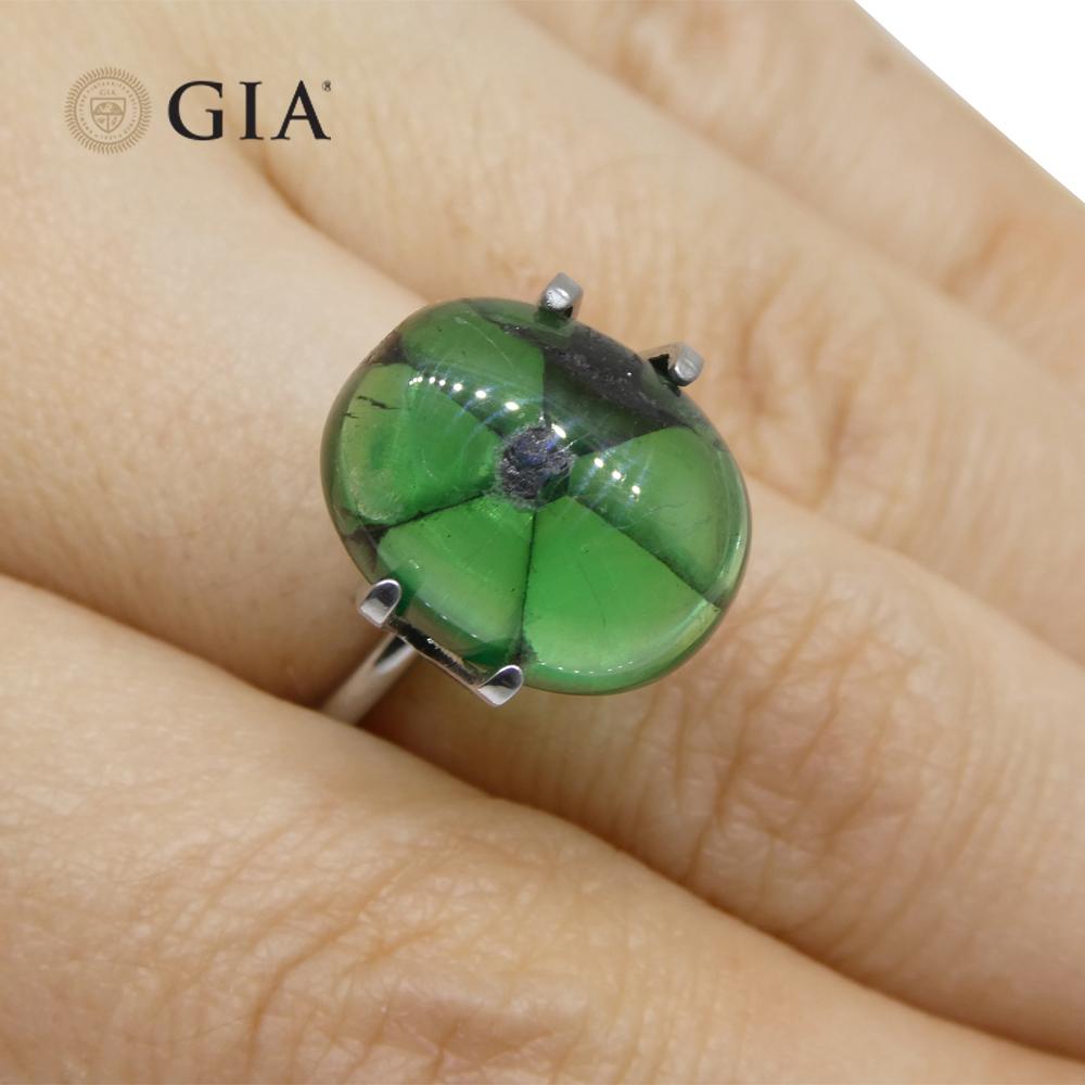 Women's or Men's 8.08ct Oval Green And Black Trapiche Emerald GIA Certified Colombia For Sale