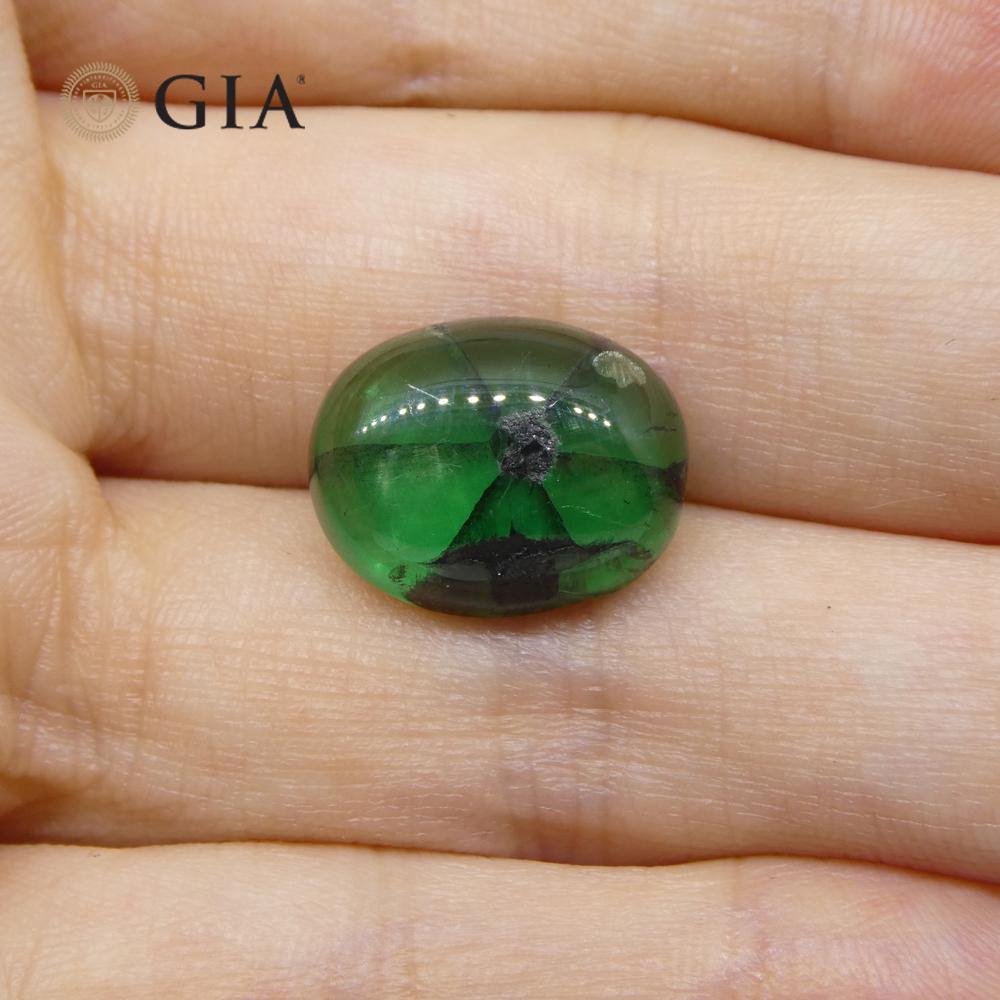 8.08ct Oval Green And Black Trapiche Emerald GIA Certified Colombia For Sale 1