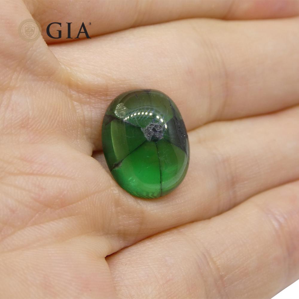 8.08ct Oval Green And Black Trapiche Emerald GIA Certified Colombia For Sale 2