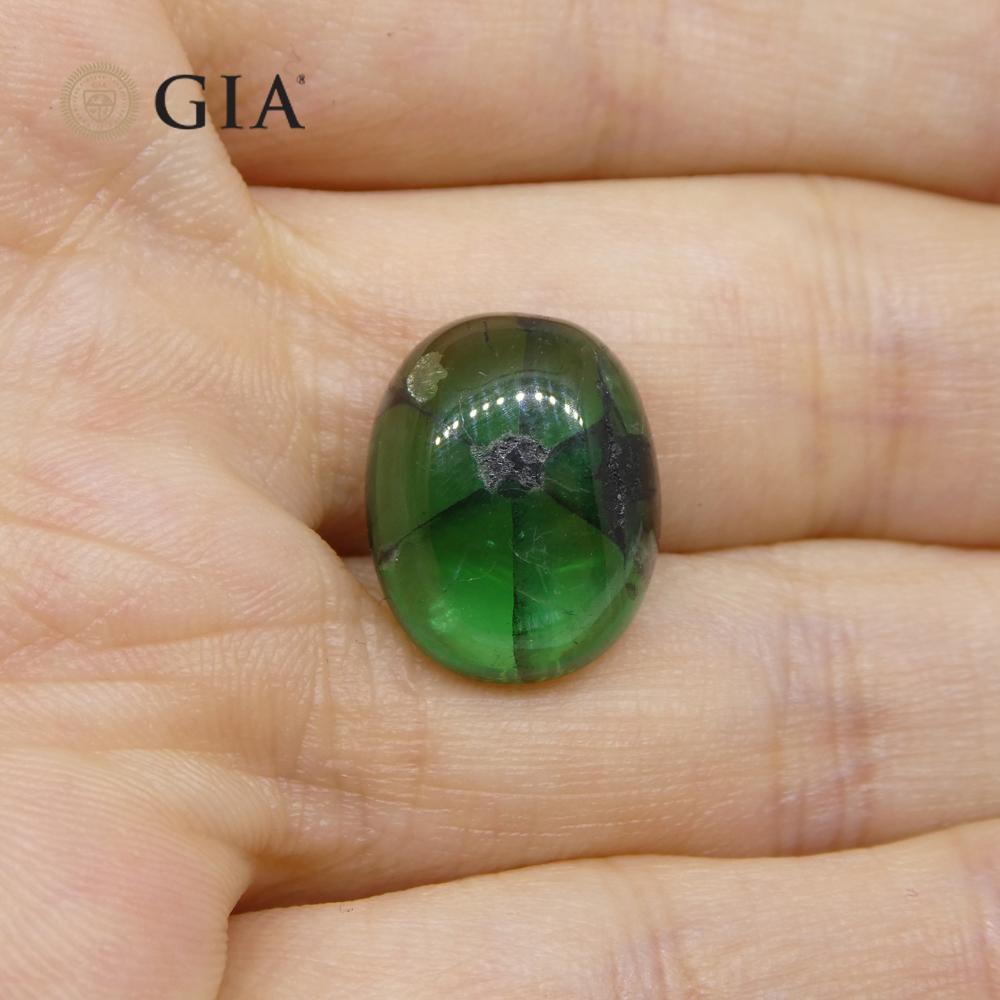 8.08ct Oval Green And Black Trapiche Emerald GIA Certified Colombia For Sale 3