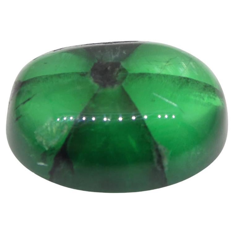 8.08ct Oval Green And Black Trapiche Emerald GIA Certified Colombia For Sale