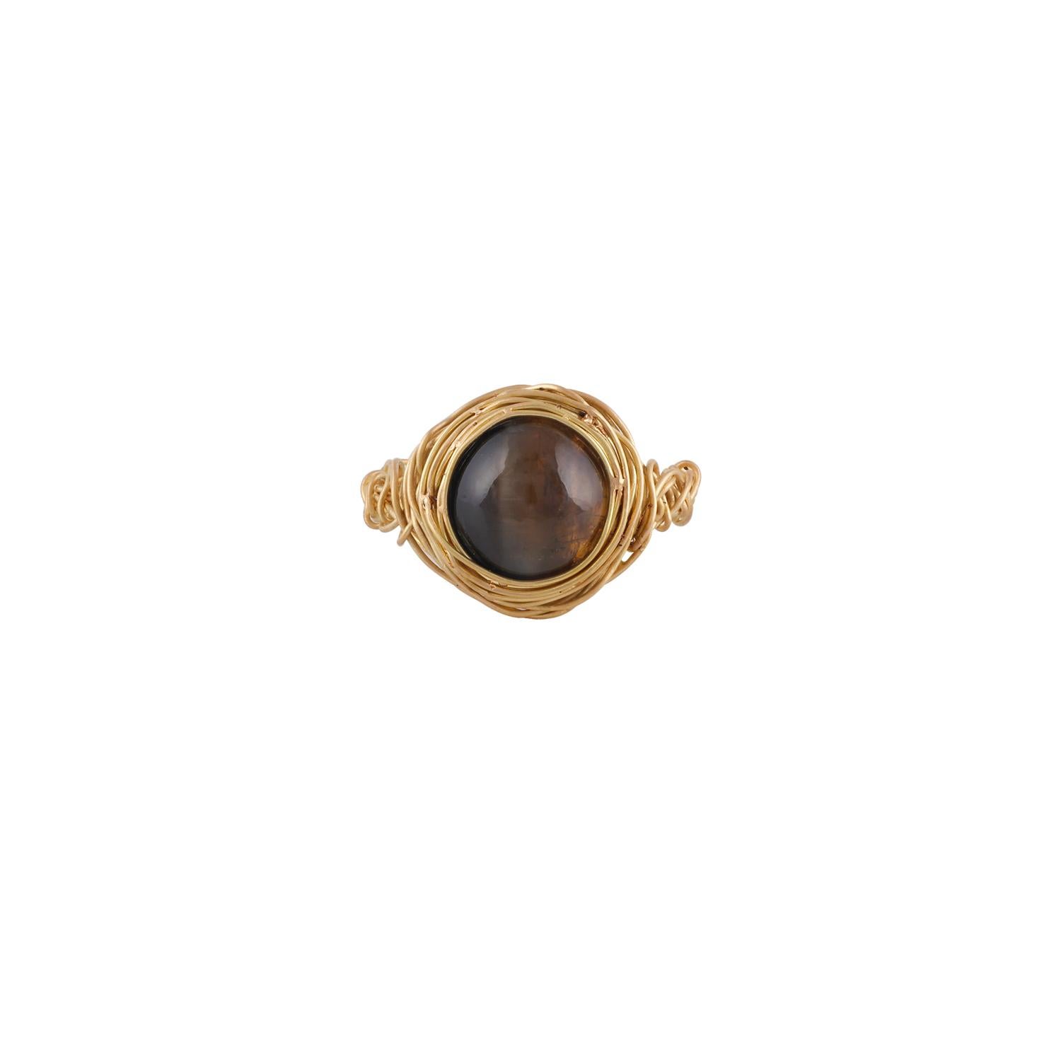 Its an exclusive chrysoberyl cats eye ring studded in 18k yellow gold with 1 piece of cabochon shaped honey color chrysoberyl cats eye weight 8.09 carat, this entire ring studded in 18k yellow gold weight 4.44 grams, ring size can be change as per