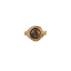 8.09 Carat Chrysoberyl Cats Eye Ring Studded In 18K Yellow Gold