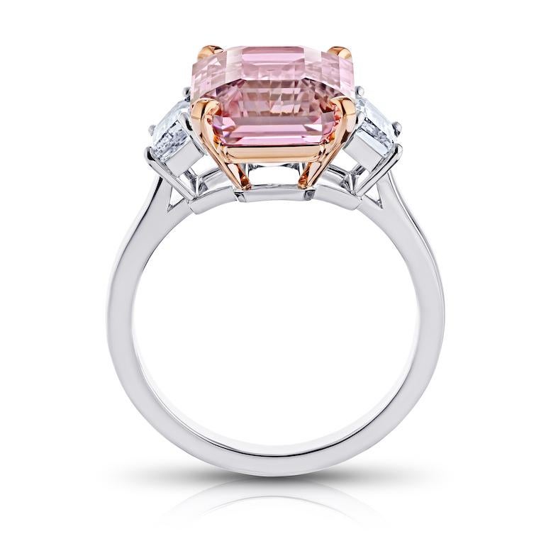Contemporary 8.09 Carat Emerald Pink Sapphire and Diamond Platinum Ring