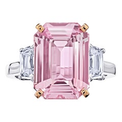 8.09 Carat Emerald Pink Sapphire and Diamond Platinum Ring