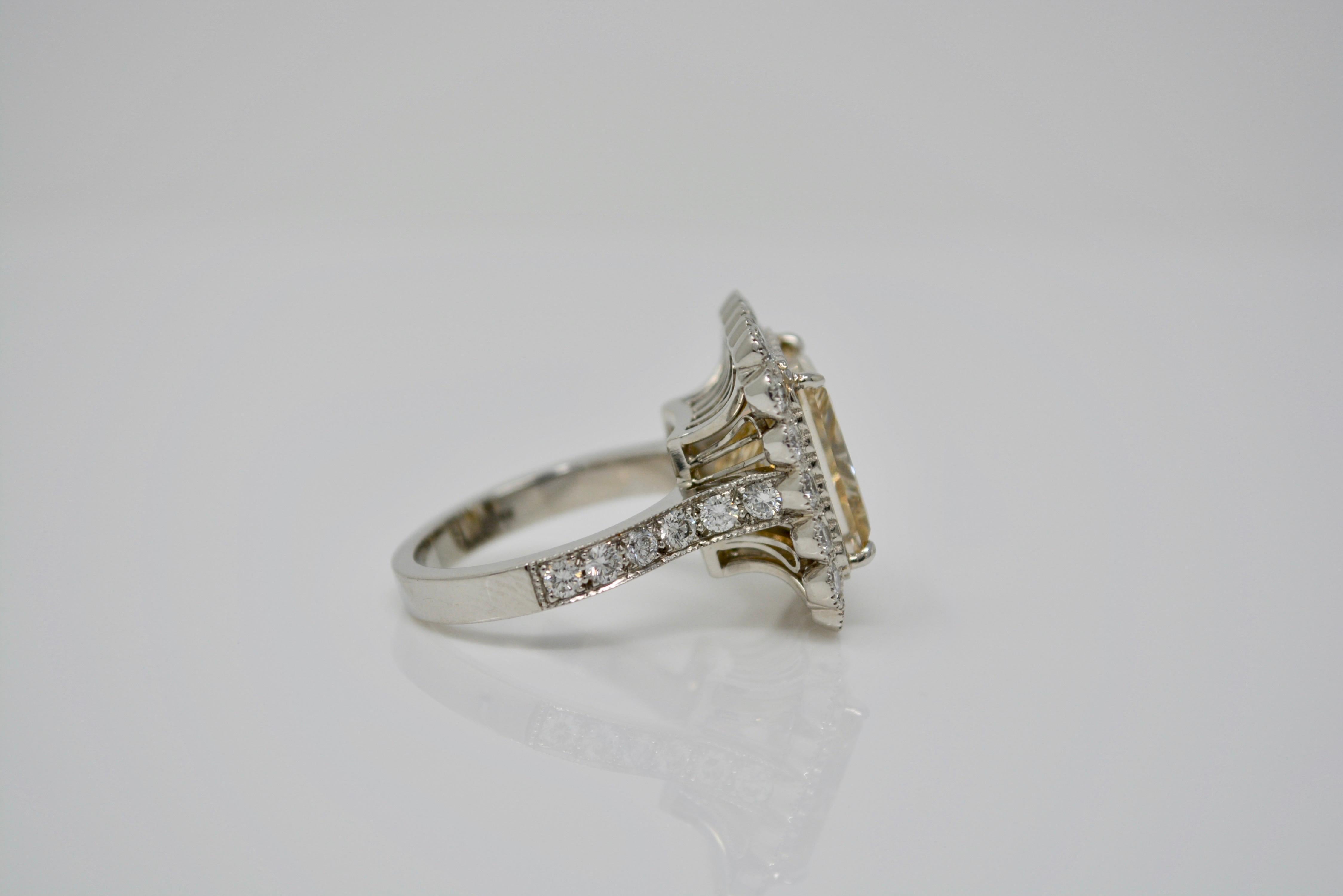 8.09 Carat Light Brown Princess Cut Diamond Cocktail Ring in Platinum 7