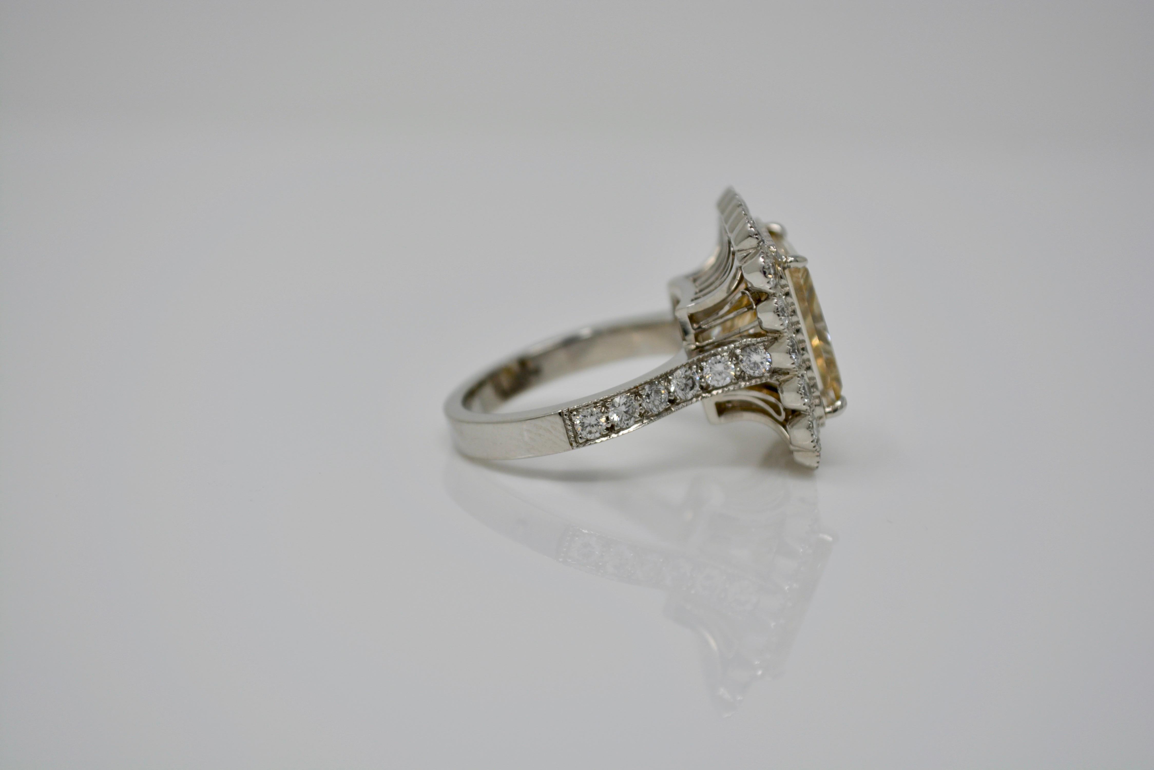 Contemporary 8.09 Carat Light Brown Princess Cut Diamond Cocktail Ring in Platinum